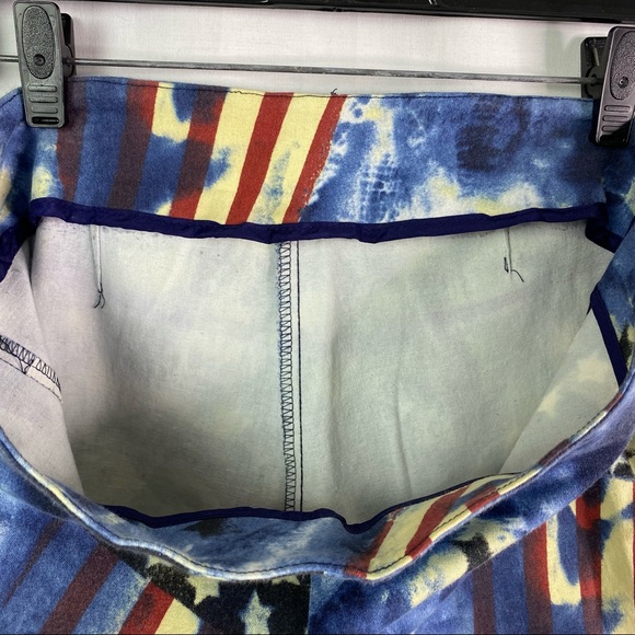 Vintage Blue Tie Dye USA Flag Flare Pants Side Zip - Picture 7 of 7